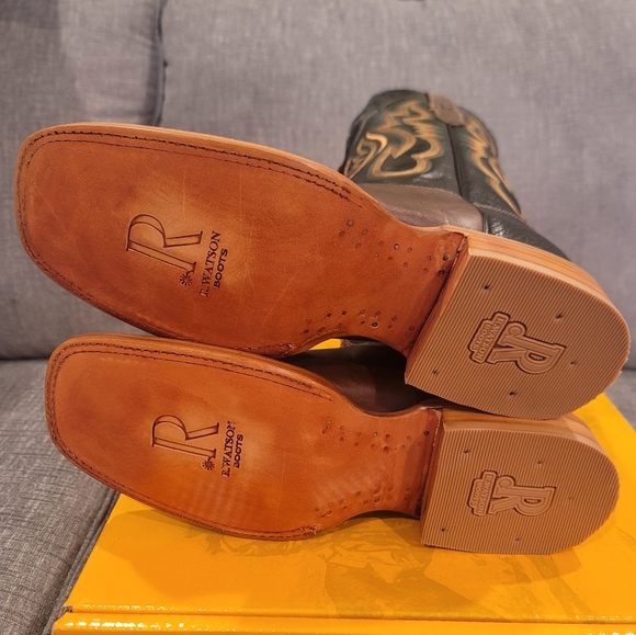 R. Watson Antique Miel Goat Black Square Toe Boots RW8003-2 Mens - Picture 11 of 12